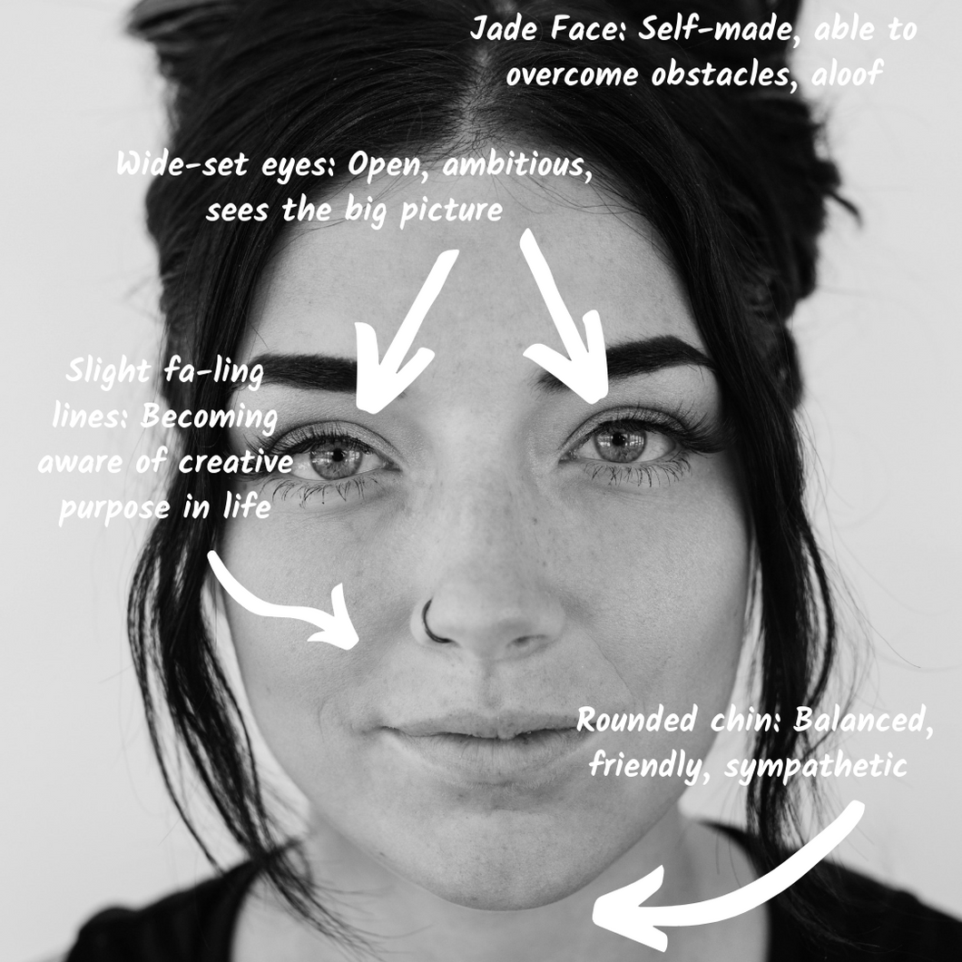 Facial analysis for jade face, aloof, fa-ling lines and rounded chin 