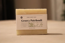 Load image into Gallery viewer, Groovy Patchouli hand and body soap bar. handcrafted, organic, vegan. Olive Seed.
