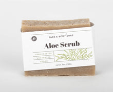 Load image into Gallery viewer, Aloe Scrub face and body soap. handcrafted, unscented, vegan. 5 oz. Olive Seed