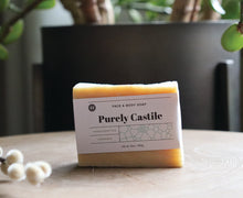Load image into Gallery viewer, Purely Castile face and body soap bar. 5 oz., handcrafted, organic. Olive Seed
