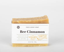 Load image into Gallery viewer, Bee Cinnamon 5 oz. face and body soap bar. handcrafted, all natural