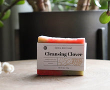 Load image into Gallery viewer, Cleansing Clover 5 oz. hand and body soap bar. Handcrafted, Olive Seed