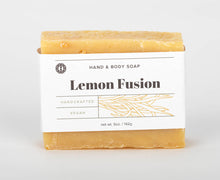 Load image into Gallery viewer, Lemon Fusion hand and body soap bar. handcrafted, vegan. Olive Seed
