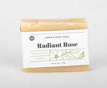 Load image into Gallery viewer, Radiant Rose hand and body soap bar. 5 oz, handcrafted, organic. Olive Seed
