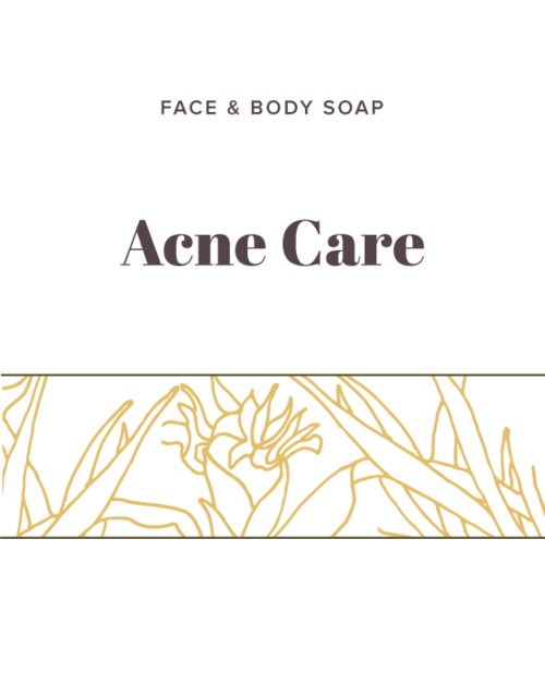 Acne soap label from Olive Seed.