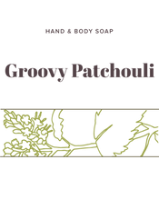 Load image into Gallery viewer, Groovy Patchouli Soap label - Olive Seed
