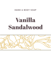 Load image into Gallery viewer, Vanilla Sandalwood Soap label - Olive Seed
