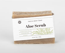 Load image into Gallery viewer, Aloe Scrub face and body soap. handcrafted, unscented, vegan. 5 oz. Olive Seed
