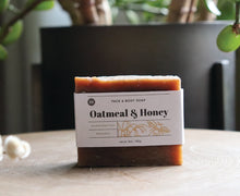 Load image into Gallery viewer, Oatmeal &amp; Honey 5 oz. face and body soap bar. handcrafted, organic. Olive Seed
