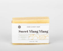Load image into Gallery viewer, Sweet Ylang Ylang hand and body soap bar. handcrafted, organic, vegan. Olive Seed
